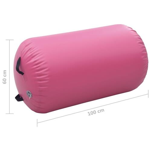 Oppustelig gymnastikrulle med pumpe 100x60 cm PVC lyserød