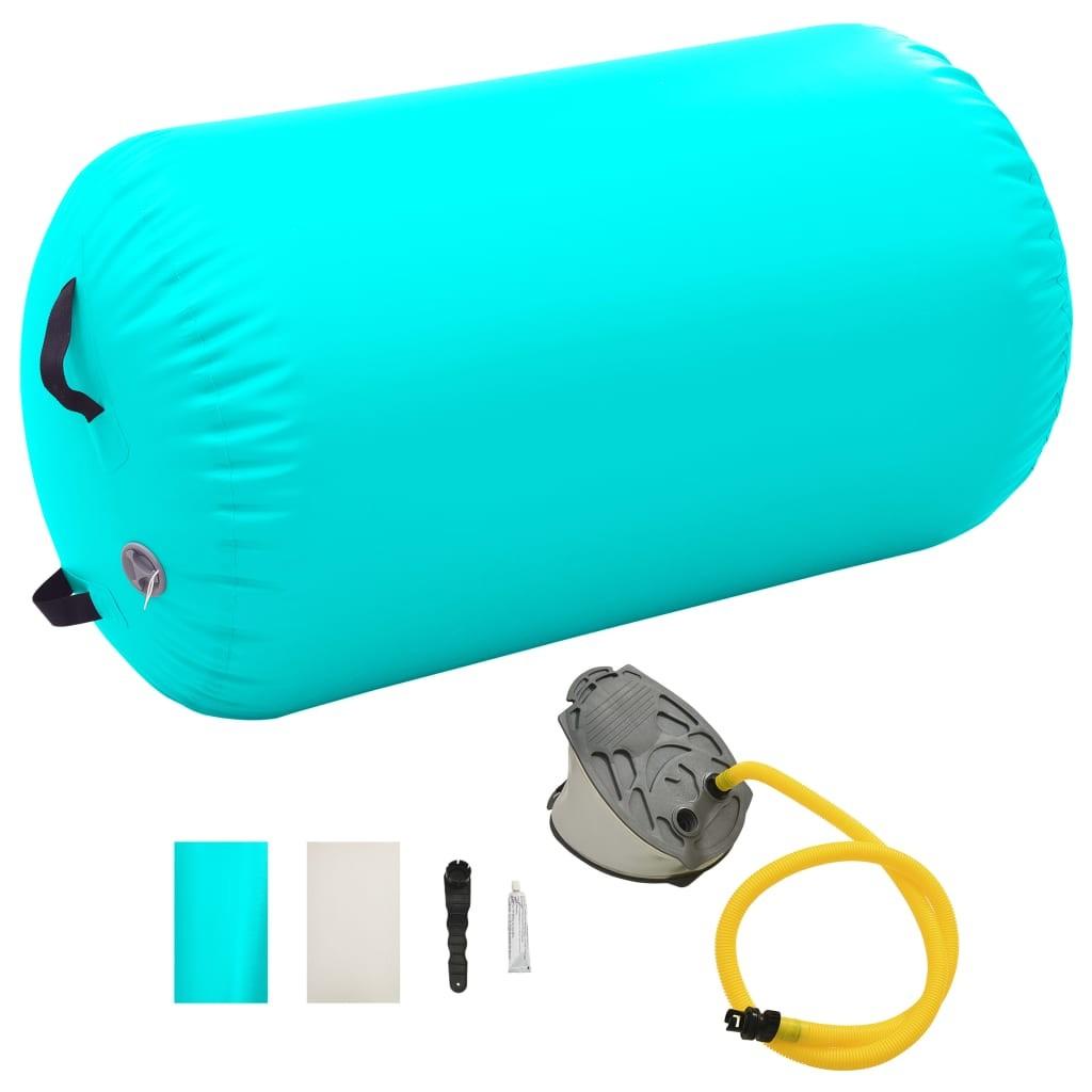 Oppustelig gymnastikrulle med pumpe 100x60 cm PVC grøn