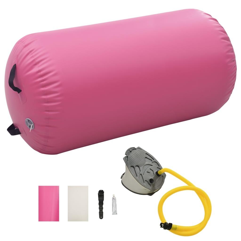 Oppustelig gymnastikrulle med pumpe 120x75 cm PVC lyserød