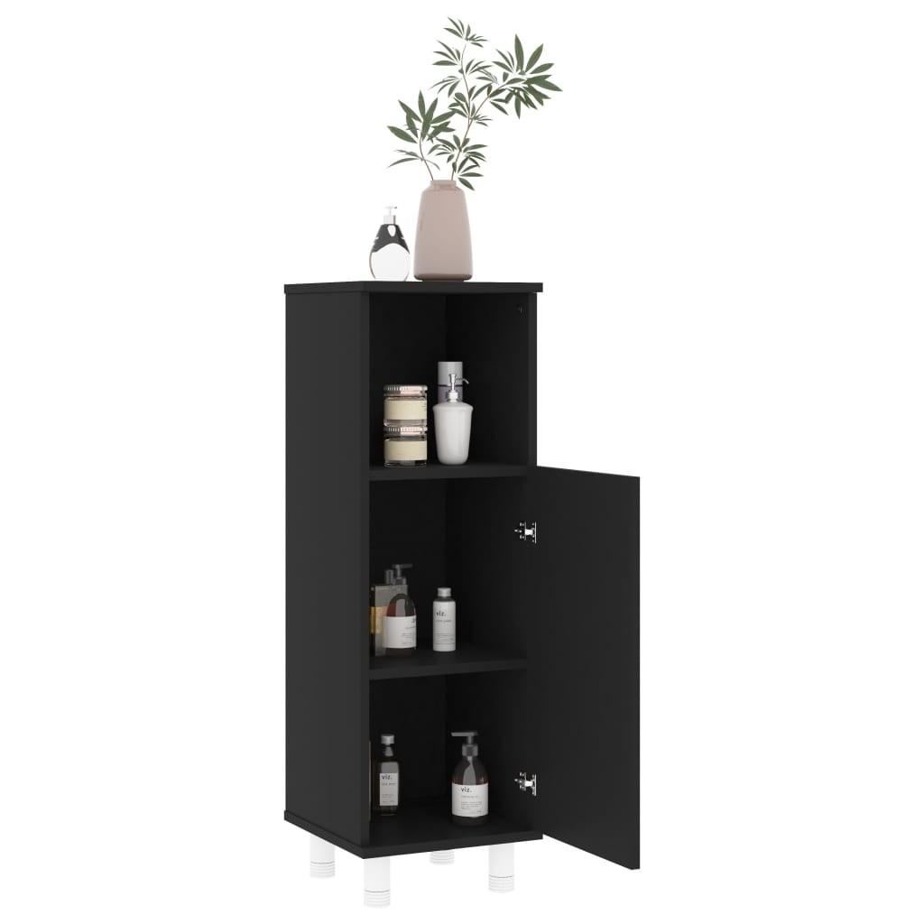 Badeværelsesskab 30x30x95 cm konstrueret træ sort