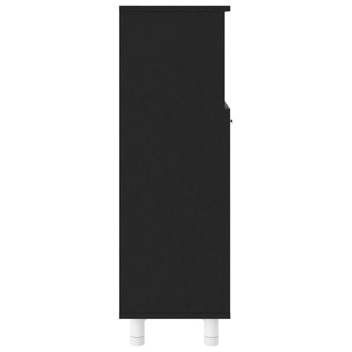 Badeværelsesskab 30x30x95 cm konstrueret træ sort