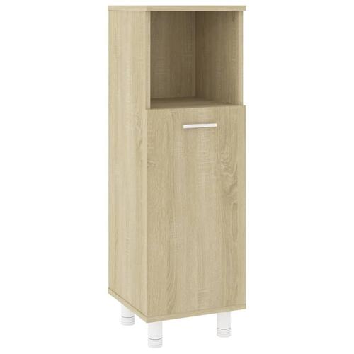 Badeværelsesskab 30x30x95 cm konstrueret træ sonoma-eg