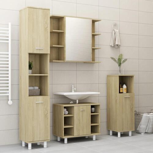 Badeværelsesskab 30x30x95 cm konstrueret træ sonoma-eg