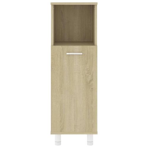 Badeværelsesskab 30x30x95 cm konstrueret træ sonoma-eg