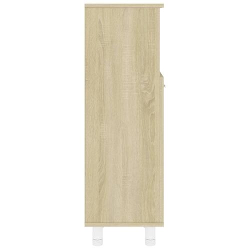 Badeværelsesskab 30x30x95 cm konstrueret træ sonoma-eg
