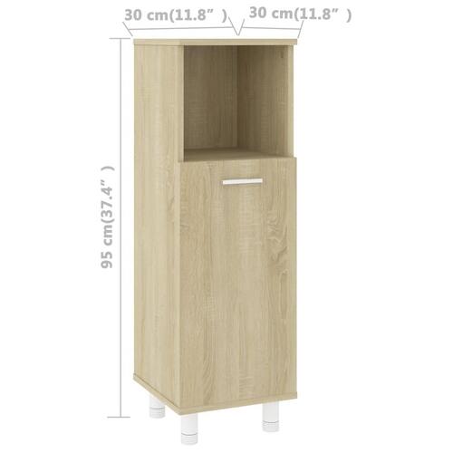 Badeværelsesskab 30x30x95 cm konstrueret træ sonoma-eg