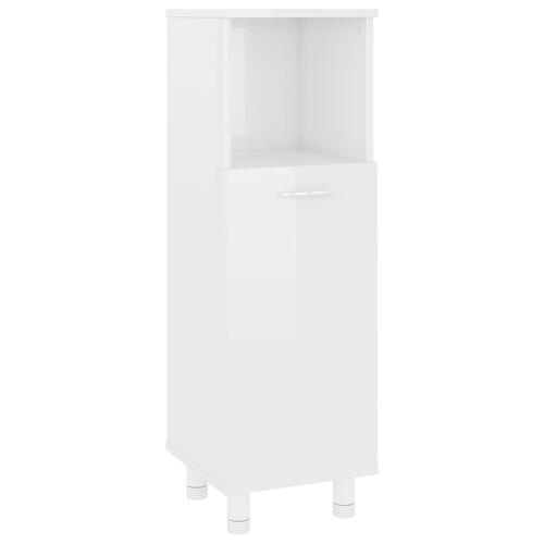Badeværelsesskab 30x30x95 cm konstrueret træ hvid højglans