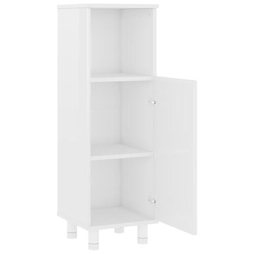 Badeværelsesskab 30x30x95 cm konstrueret træ hvid højglans