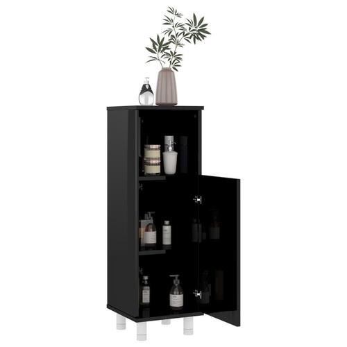 Badeværelsesskab 30x30x95 cm spånplade sort højglans