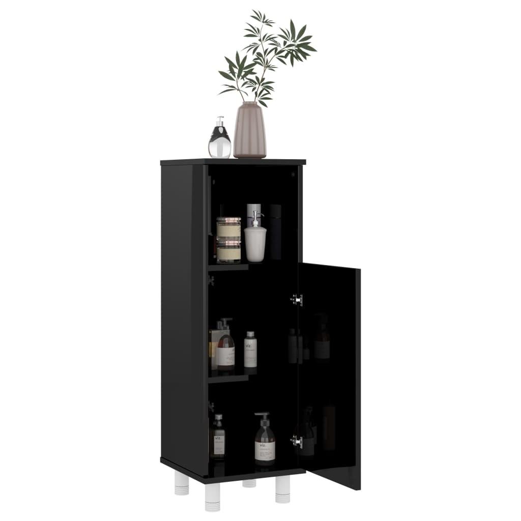 Badeværelsesskab 30x30x95 cm spånplade sort højglans