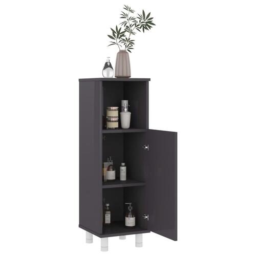 Badeværelsesskab 30x30x95 cm konstrueret træ grå højglans