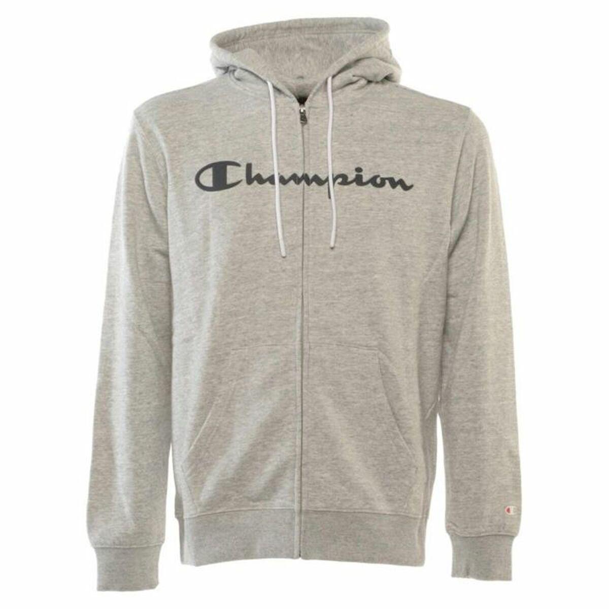 Hættetrøje til Mænd Champion Hooded Full Zip Grå XL