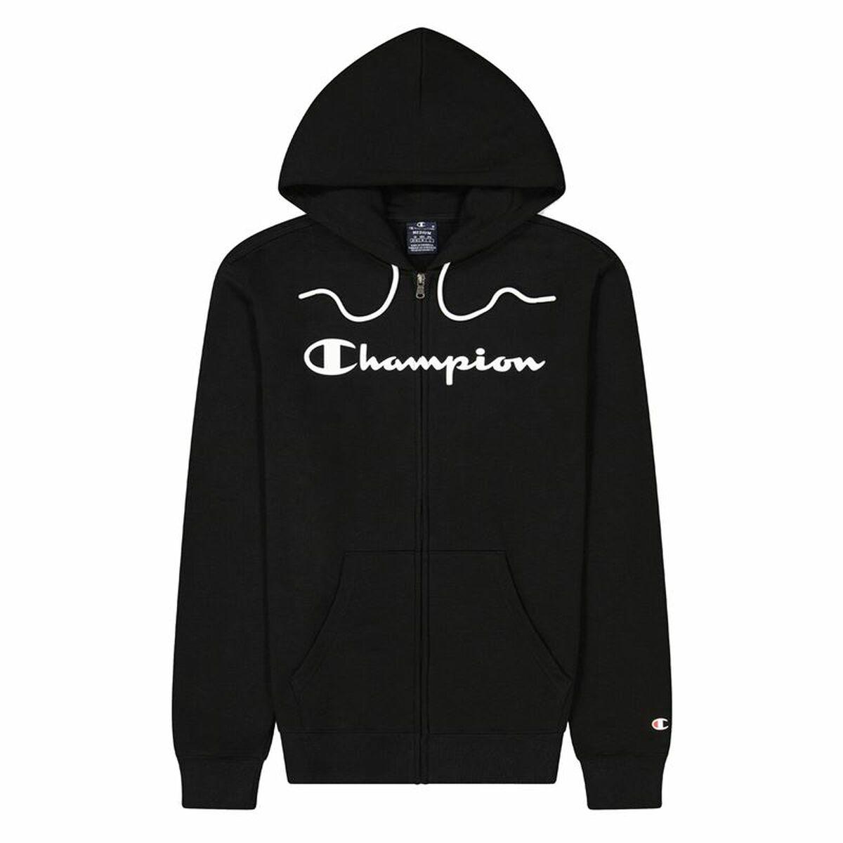 Hættetrøje til Mænd Champion Hooded Full Zip Sort XXL