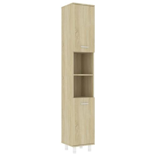 Badeværelsesskab 30x30x179 cm konstrueret træ sonoma-eg