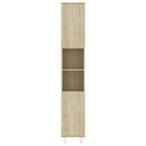 Badeværelsesskab 30x30x179 cm konstrueret træ sonoma-eg