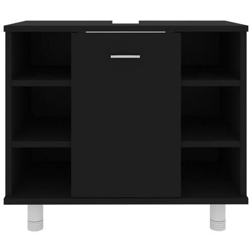 Badeværelsesskab 60x32x53,5 cm konstrueret træ sort