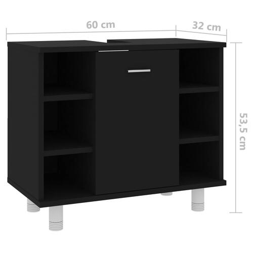 Badeværelsesskab 60x32x53,5 cm konstrueret træ sort