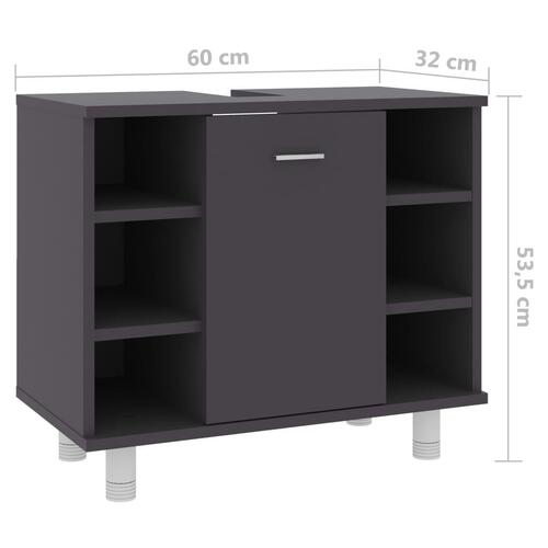 Badeværelsesskab 60x32x53,5 cm spånplade grå