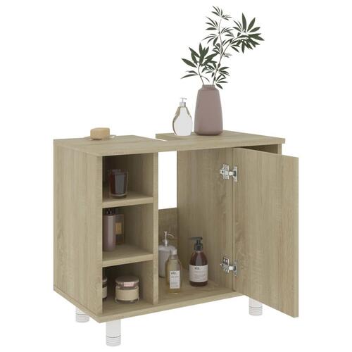 Badeværelsesskab 60x32x53,5 cm konstrueret træ sonoma-eg