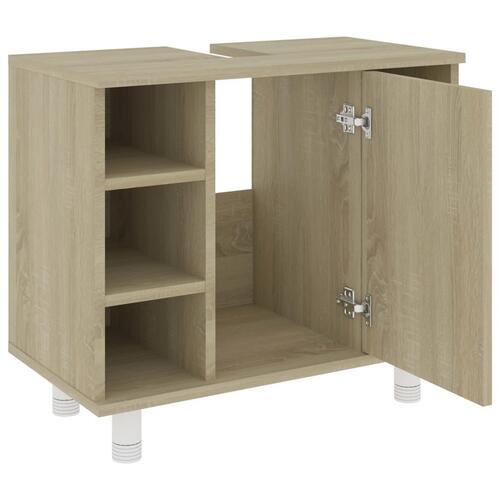 Badeværelsesskab 60x32x53,5 cm konstrueret træ sonoma-eg