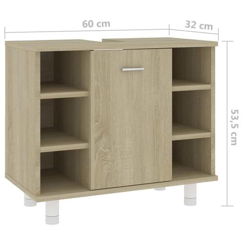 Badeværelsesskab 60x32x53,5 cm konstrueret træ sonoma-eg