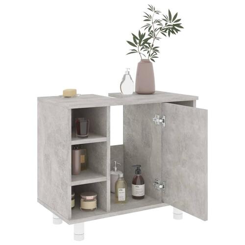 Badeværelsesskab 60x32x53,5 cm konstrueret træ betongrå
