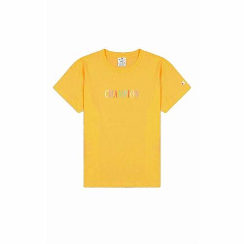 Kortærmet T-shirt til Kvinder Champion Crewneck Croptop Gul XS