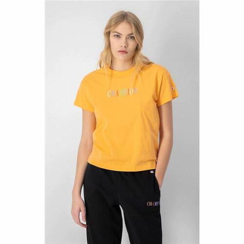 Kortærmet T-shirt til Kvinder Champion Crewneck Croptop Gul XS
