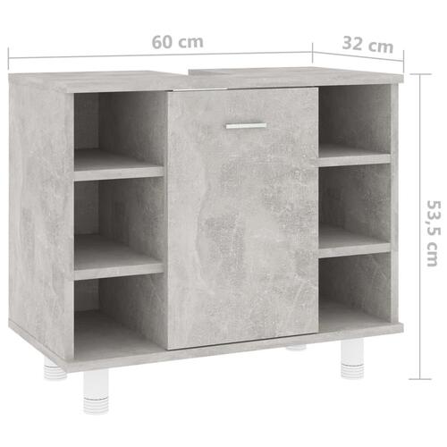 Badeværelsesskab 60x32x53,5 cm konstrueret træ betongrå