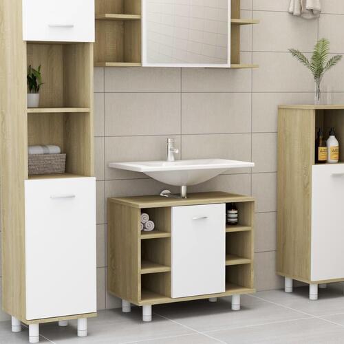Badeværelsesskab 60x32x53,5 cm spånplade hvid sonoma-eg