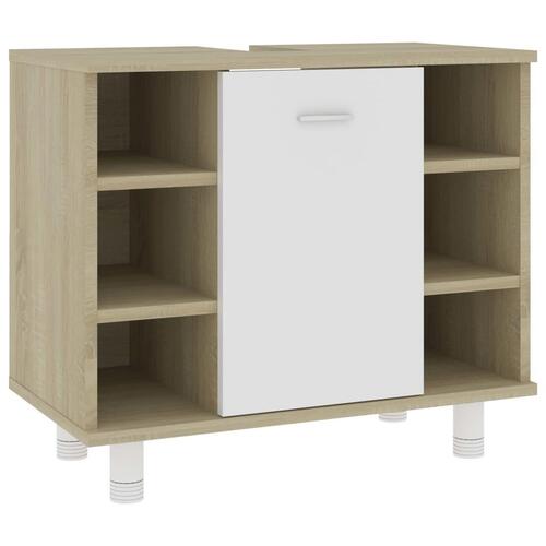 Badeværelsesskab 60x32x53,5 cm spånplade hvid sonoma-eg