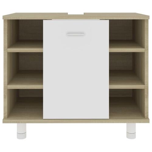 Badeværelsesskab 60x32x53,5 cm spånplade hvid sonoma-eg