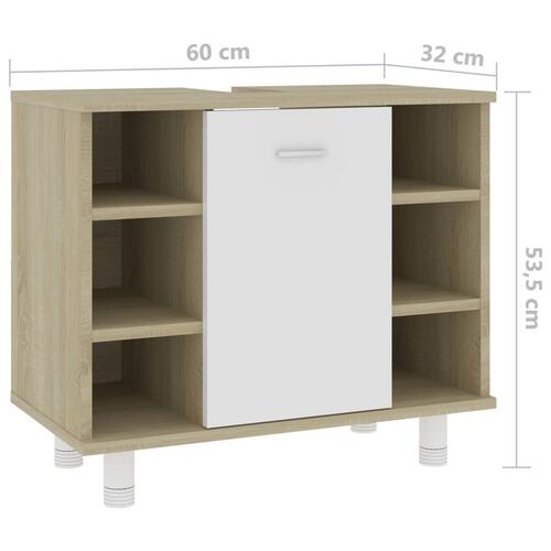 Badeværelsesskab 60x32x53,5 cm spånplade hvid sonoma-eg