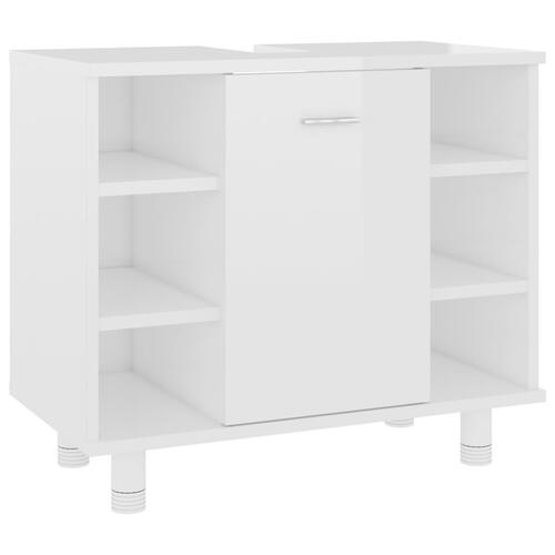 Badeværelsesskab 60x32x53,5 cm konstrueret træ hvid højglans