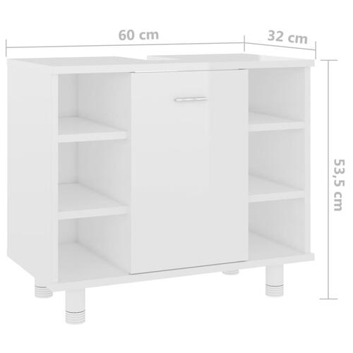 Badeværelsesskab 60x32x53,5 cm konstrueret træ hvid højglans