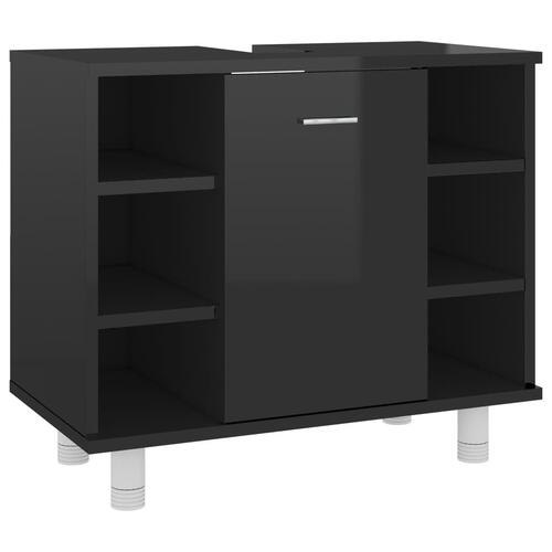 Badeværelsesskab 60x32x53,5 cm spånplade sort højglans
