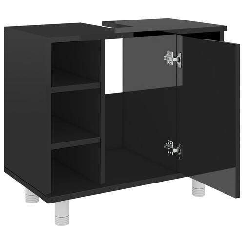 Badeværelsesskab 60x32x53,5 cm spånplade sort højglans