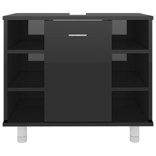 Badeværelsesskab 60x32x53,5 cm spånplade sort højglans