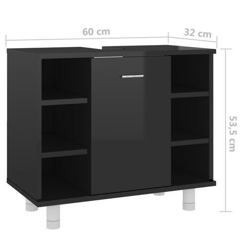 Badeværelsesskab 60x32x53,5 cm spånplade sort højglans