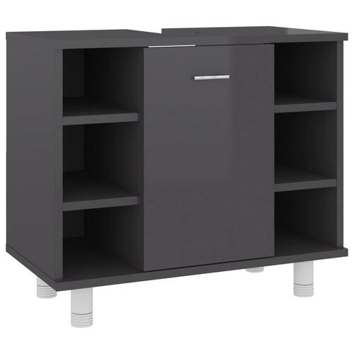Badeværelsesskab 60x32x53,5 cm spånplade grå højglans