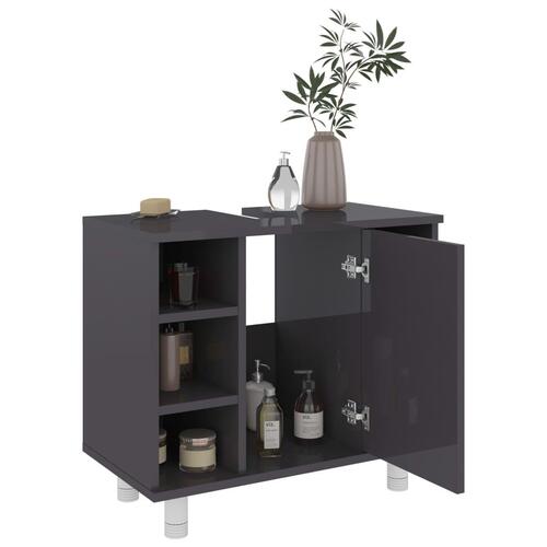 Badeværelsesskab 60x32x53,5 cm spånplade grå højglans