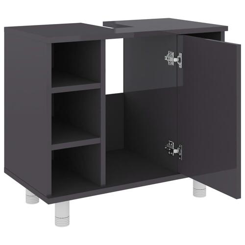 Badeværelsesskab 60x32x53,5 cm spånplade grå højglans
