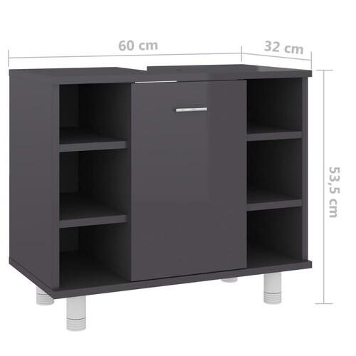 Badeværelsesskab 60x32x53,5 cm spånplade grå højglans