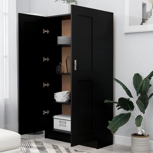 Bogreol 82,5x30,5x150 cm konstrueret træ sort