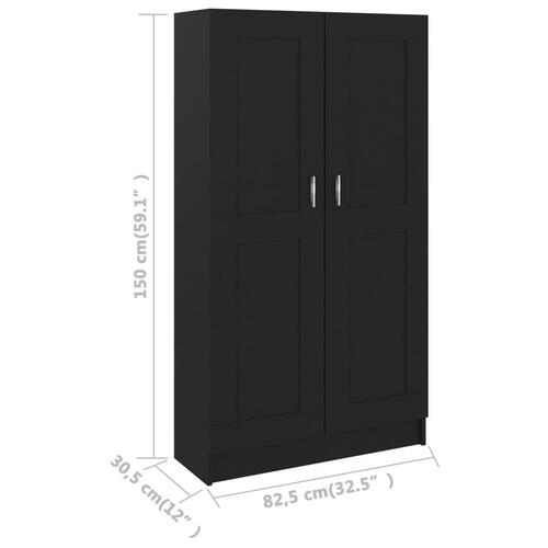 Bogreol 82,5x30,5x150 cm konstrueret træ sort