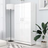 Bogreol 82,5x30,5x150 cm konstrueret træ hvid højglans