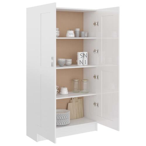 Bogreol 82,5x30,5x150 cm konstrueret træ hvid højglans