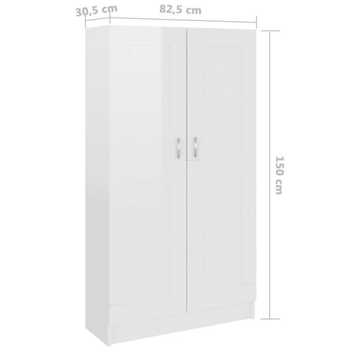 Bogreol 82,5x30,5x150 cm konstrueret træ hvid højglans