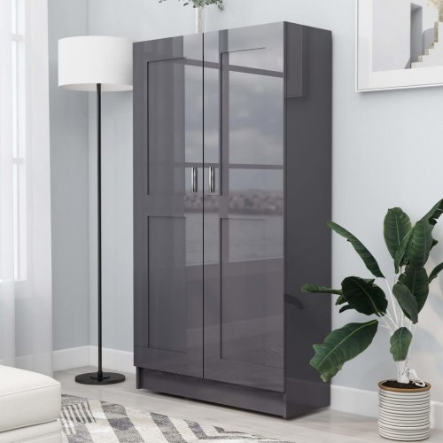 Bogreol 82,5x30,5x150 cm konstrueret træ grå højglans