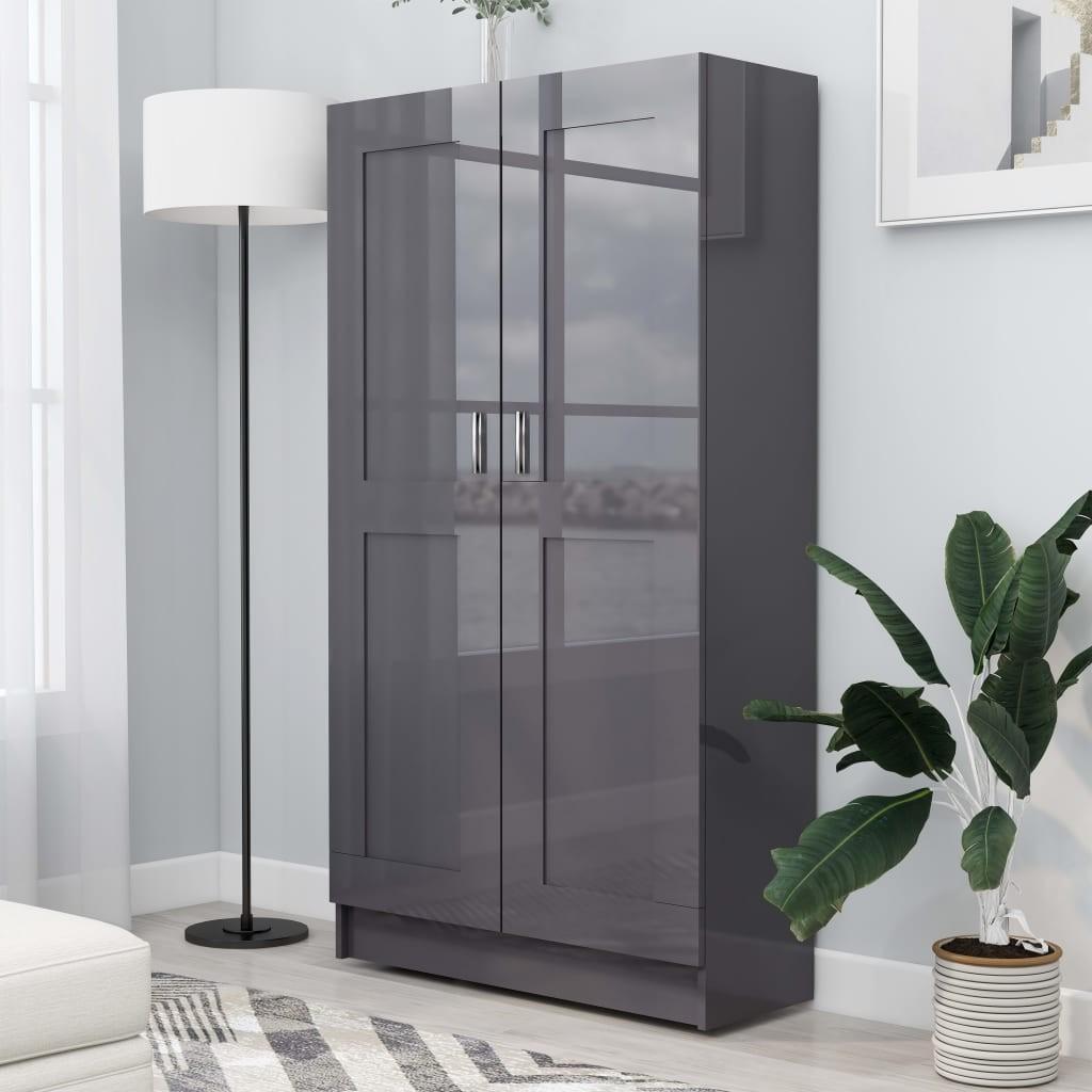 Bogreol 82,5x30,5x150 cm konstrueret træ grå højglans